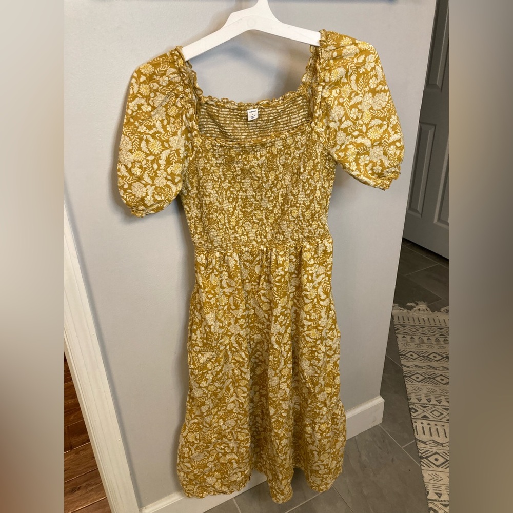 Old Navy Mustard Yellow Floral Midi Dress